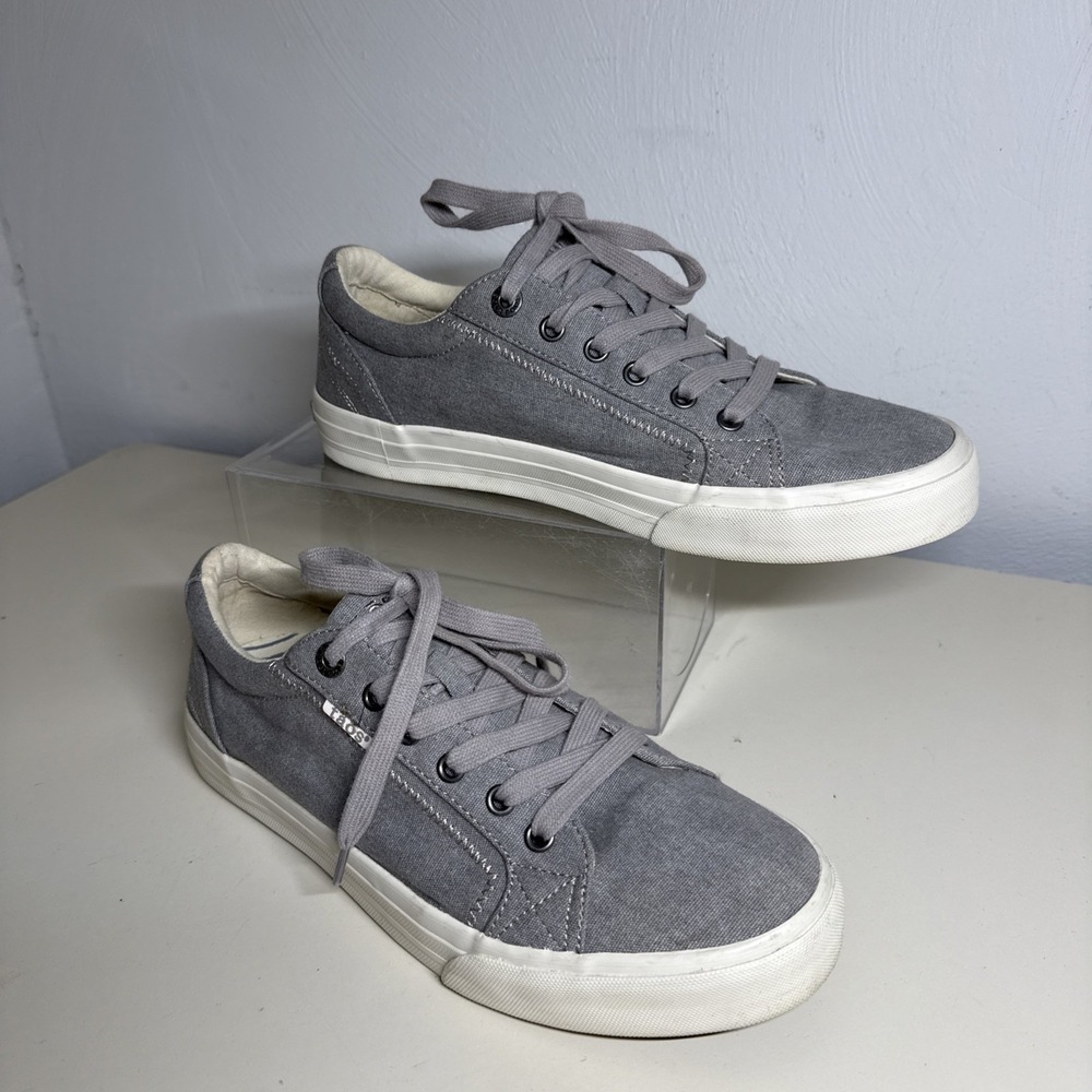 Taos Plim Soul Denim Canvas Sneakers Womens 10 Gray Lace Up Comfort Shoes